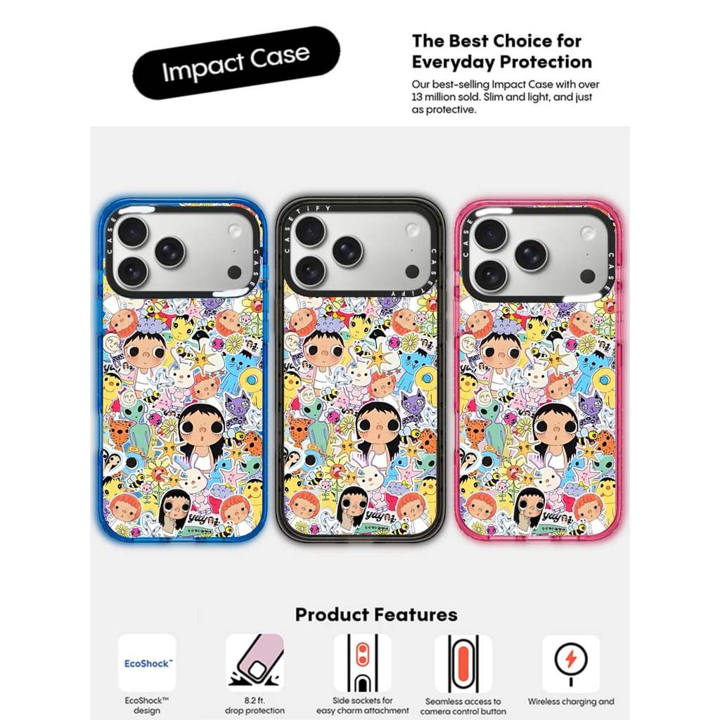 CASECASE X Yuy World Vỏ Điện Thoại Đen / Bầu Trời Xanh / Hồng Fizz Kẹo Bộ Sưu Tập Màu Sắc Trong Suốt Cứng Hút Từ Tính Tác Động Cho IPhone 13 14 15 16 17Pro Max Plus Có Hộp