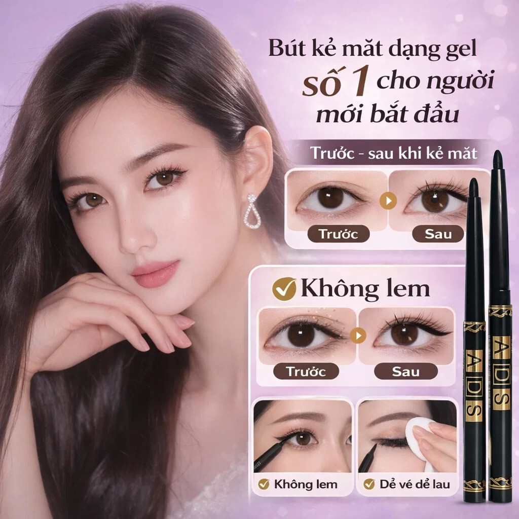 Bút kẻ mắt dạng gel chống thấm nước và mồ hôi / Bút kẻ mắt dạng gel xoay tự động / Bút kẻ mắt dạng gel không lem/Kẻ mắt dạng gel màu nâu