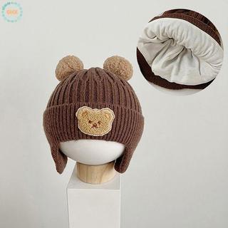 GHX Gấu Dễ Thương Dệt Kim Bịt Tai Mũ Cho Trẻ Em Mùa Đông Thi Mũ Len Ấm Áp Cho Trẻ Sơ Sinh Và Trẻ Tập Đi VN