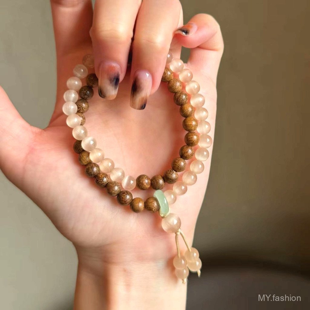 {Qingqiu Season} Vòng tay hình tròn đôi hạt gỗ ~ ~ Vòng tay quà tặng cặp đôi phong cách cổ điển có giá trị cao cho bé gái