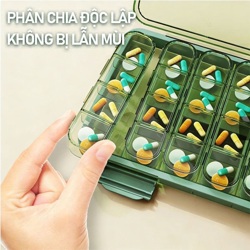 Hộp Đựng Thuốc 28 Ngăn 7 Ngày - Hộp Chia Thuốc Tuần 4 Ngăn Sáng/Trưa/Chiều/Tối,Thiết Kế Nhỏ Gọn, Tiện Lợi