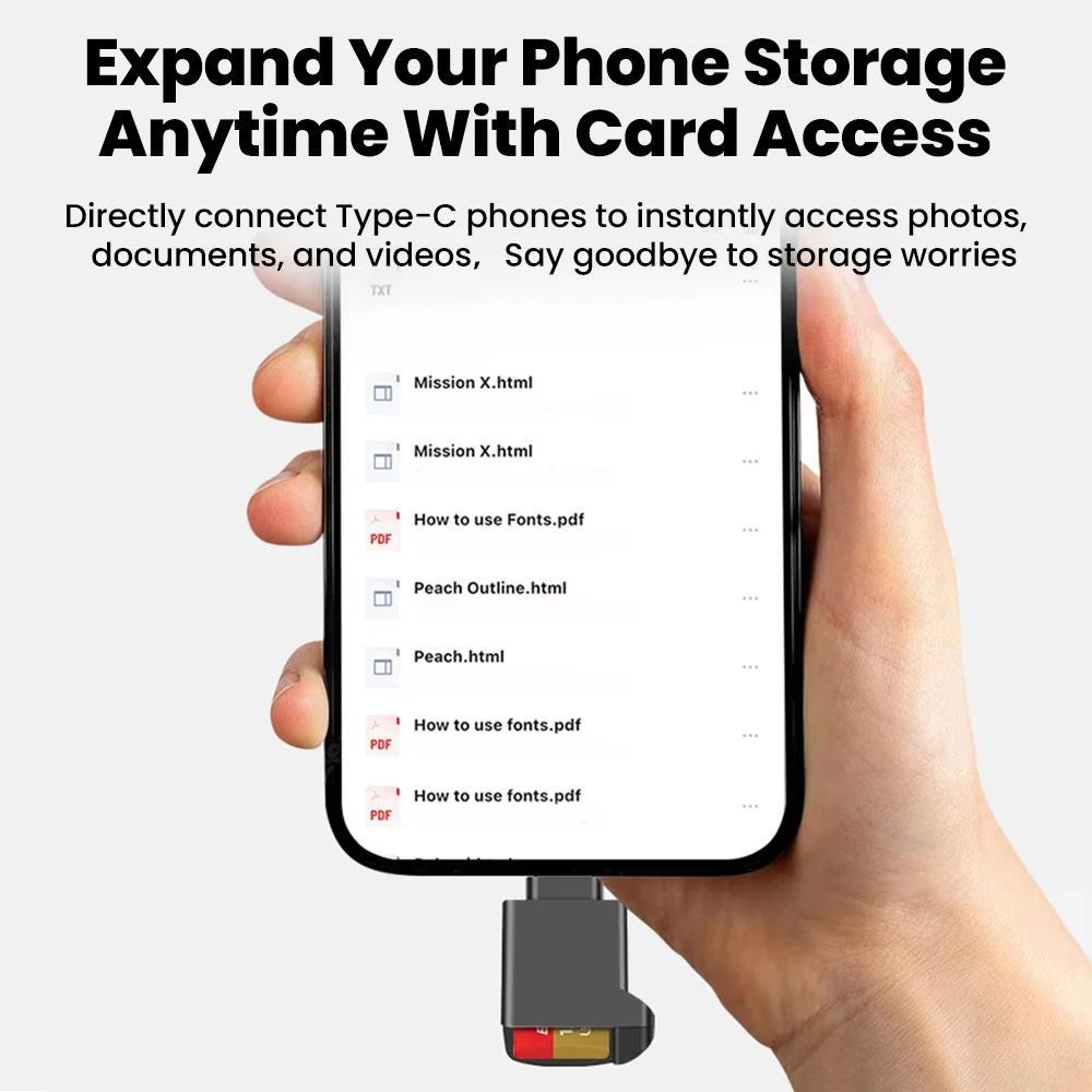 [Sẵn sàng] Đầu đọc thẻ TF Mini loại C 2.0 thiết kế co giãn lưu trữ bên ngoài phù hợp cho iPhone USB-C 2.0 Memory Stick TF đọc thẻ đọc