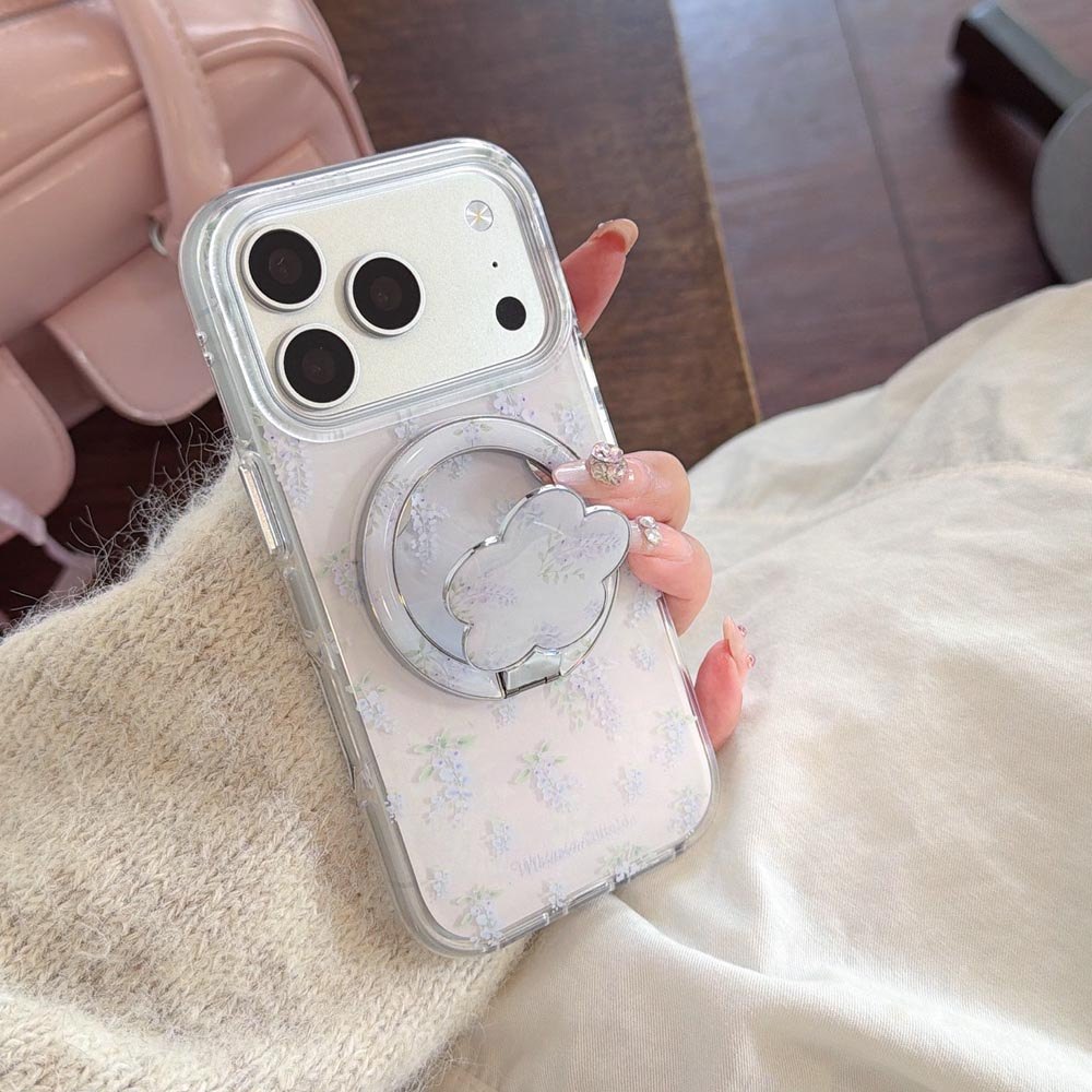 Vỏ cứng Tương thích với iPhone 13 14 14Pro 14ProMax 15 15Pro 15ProMax 16 16Pro 16ProMax 17 17Pro 17ProMax Ốp nam châm họa tiết hoa Wisteria
