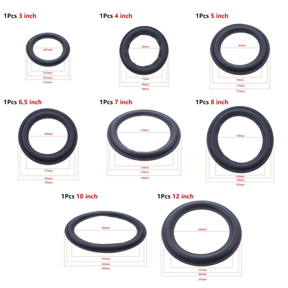 STABFOAM Vòng sửa chữa cạnh loa siêu trầm, cao su, bọt, bền, nhiều kích cỡ 3-12 inch, phụ kiện thay thế