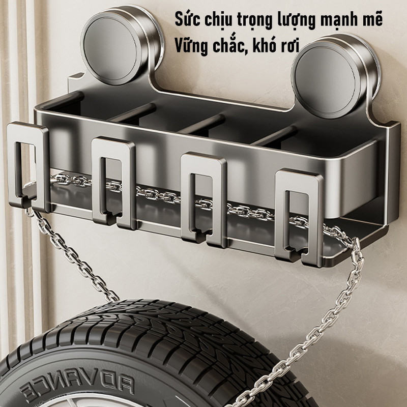 Kệ Hút Chân Không Để Bàn Chải & Cốc - Nhôm Hàng Không Chống Gỉ, Hút Siêu Chắc, Gọn Đẹp Cho Phòng Tắm