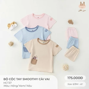 BỘ CỘC TAY VẢI SỢI TRE CÀI VAI [ SIÊU MỀM, MÁT, MỊN CO DÃN VÀ THẤM HÚT TỐT] SZ 6/9M - 4Y (HCT37)