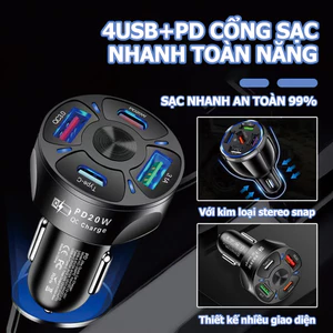 Đa cổng 4usb 5usbQC3.0 sạc điện thoại di động trên ô tô sạc flash sạc nhanh sạc xe hơi sạc nhanh sạc xe hơi
