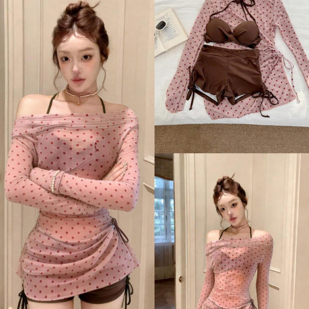 Bikini Ba Mảnh Polka Dot, Phù Hợp Cho Kỳ Nghỉ Suối Nước Nóng