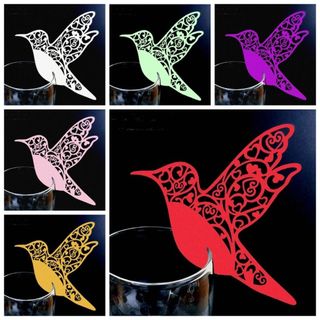 [PEASEE] 50 Cái / gói Humming Birds Place Cards, Hummingbird Birds Cardstock Thiệp Bàn Cưới, Thẻ Ghế Bướm Rỗng Thanh Lịch Trang Trí Đám Cưới