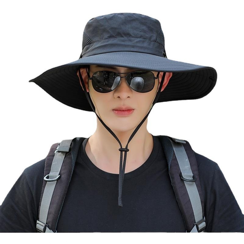 Mũ câu cá nam mùa hè vành rộng, chống nắng và bảo vệ khỏi tia cực tím, phù hợp cho các hoạt động ngoài trời.