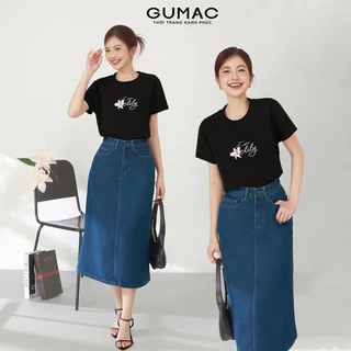 Chân váy jeans midi nữ Gmorning - GUMAC A dài denim dày dặn mềm mát thoải mái  YVJF01071