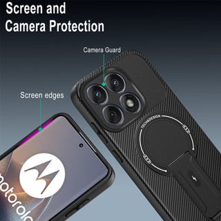 Dành Cho Motorola Moto Edge 60 Fusion / 60 5G / 60s Ốp điện thoại Carbon Tecture Cứng Cạnh Mềm Có Thể Gập Lại Đứng Chống Sốc Chống Rơi Mỏng Bao