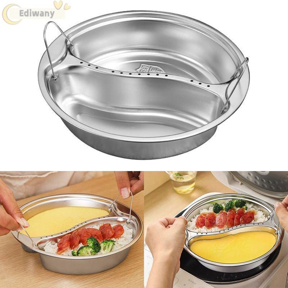 Khay hấp thực phẩm chia ngăn EDIWANY, Thép không gỉ 304 có tay cầm Máy hấp thực phẩm, Dụng cụ nấu ăn tròn có thể tái sử dụng Giỏ hấp có thể xếp chồng lên nhau cho trứng Thịt cá ngô