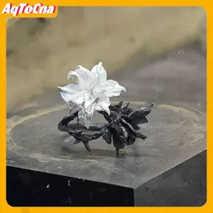 AqToCna Nhẫn Trắng Mandala Elegante cho Nữ - Phong Cáchpunk Kim Loại Thời Trang