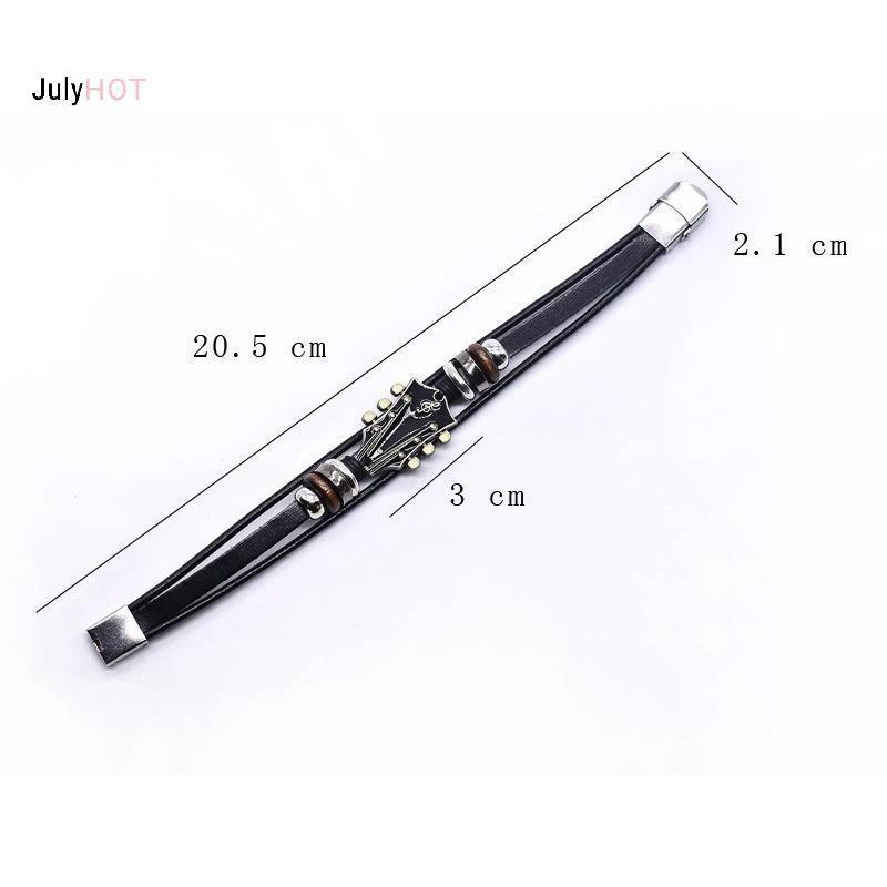 Đàn Guitar Vòng Tay Punk Rock Handmade từ Da PU, Phong Cách Retro