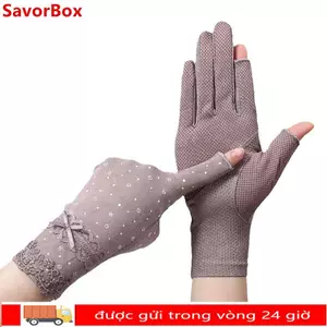 Găng Tay Chống Nắng SAVORBOX Cho Nữ Và Bé Gái, Ren Co Dãn, Bảo Vệ Da Từ Tia UV Mùa Hè