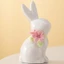PWSEND Bunny Các bức tượng nhỏ, Tượng thỏ Mini thiết kế hoa, Trang trí bàn làm việc bằng gốm dễ thương Trang trí máy tính để bàn văn phòng