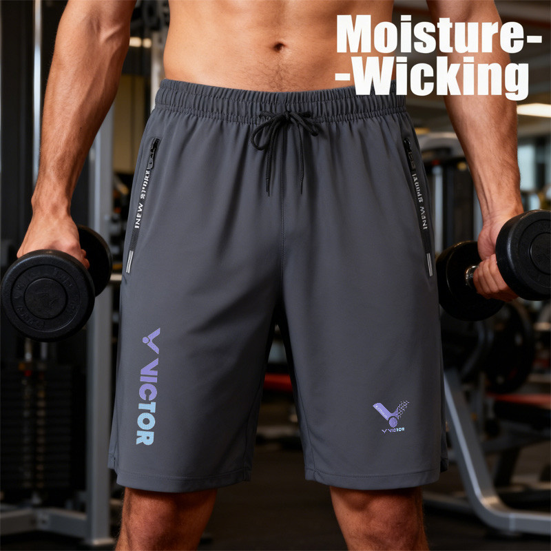 Quần short Victor ice silk mỏng cho nam nữ, phù hợp chạy bộ và tập thể thao như bóng rổ, đi xe đạp với dây kéo co giãn eo