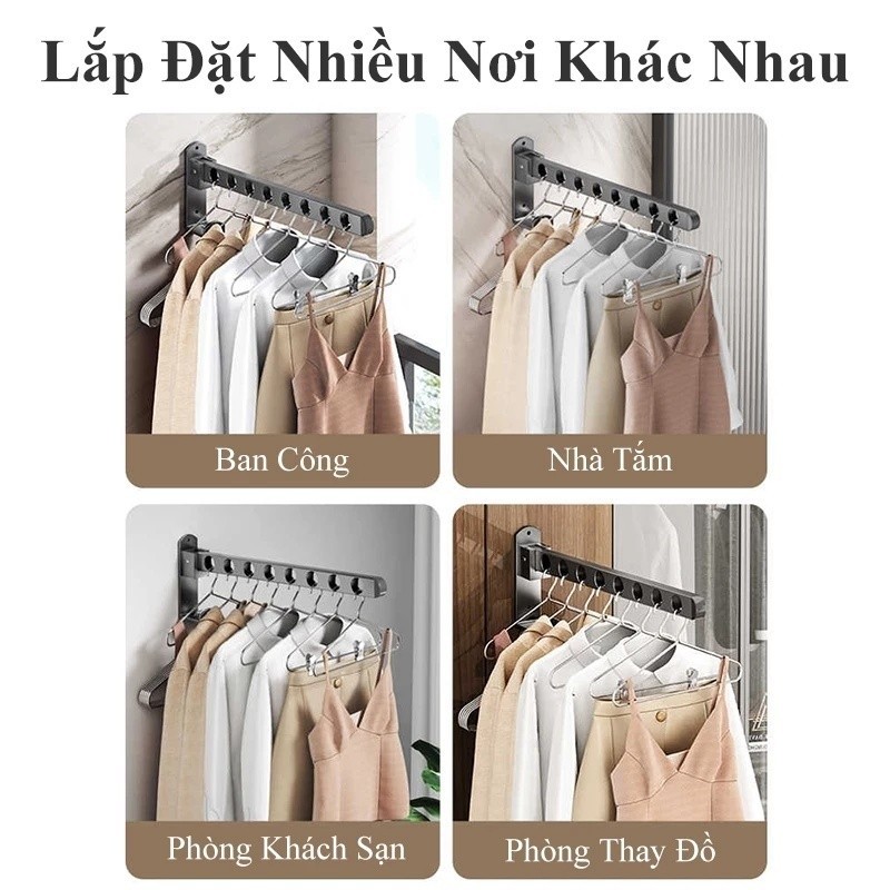 【COD】Giá móc treo và thanh phơi quần áo bằng kim loại chắc chắn, dễ dàng lắp đặt trên tường, giải pháp lưu trữ đồ thông