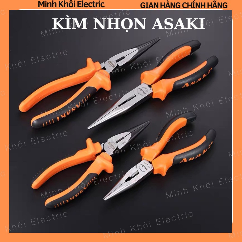 Kìm nhọn Asaki AK-8105, AK-8107, kềm nhọn 6 inch, 8 inch, kìm cắt