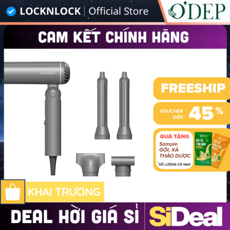 Máy sấy tạo kiểu tóc gấp gọn LocknLock ion âm bảo vệ tóc Foldable Hair ...