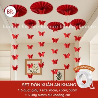 [HỎA TỐC HCM] Set Vải Dạ Đón Xuân Tết 2026 - Set Quạt Giấy Kèm Phụ Kiện Decor Tiệc Cưới,Noel,Tết Nguyên Đán ANGIHOME