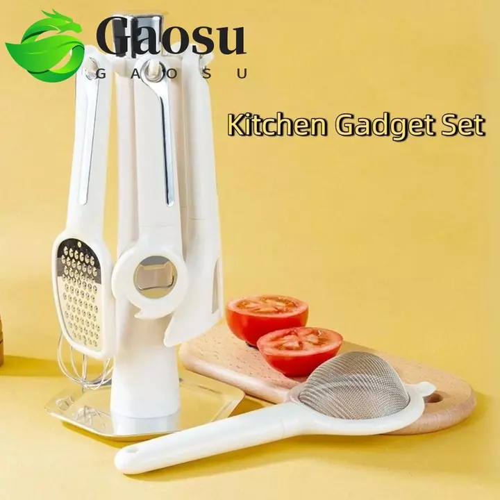GAOSU 7 Cái / bộ Bộ Dụng Cụ Nấu Ăn, Màn Hình Lọc Gia Đình Bộ Tiện Ích Nhà Bếp, Dụng Cụ Gọt Vỏ Tiết Kiệm Không Gian Có Giá Để Đồ Dụng Cụ Mở Chai Inox Cho Gia Đình