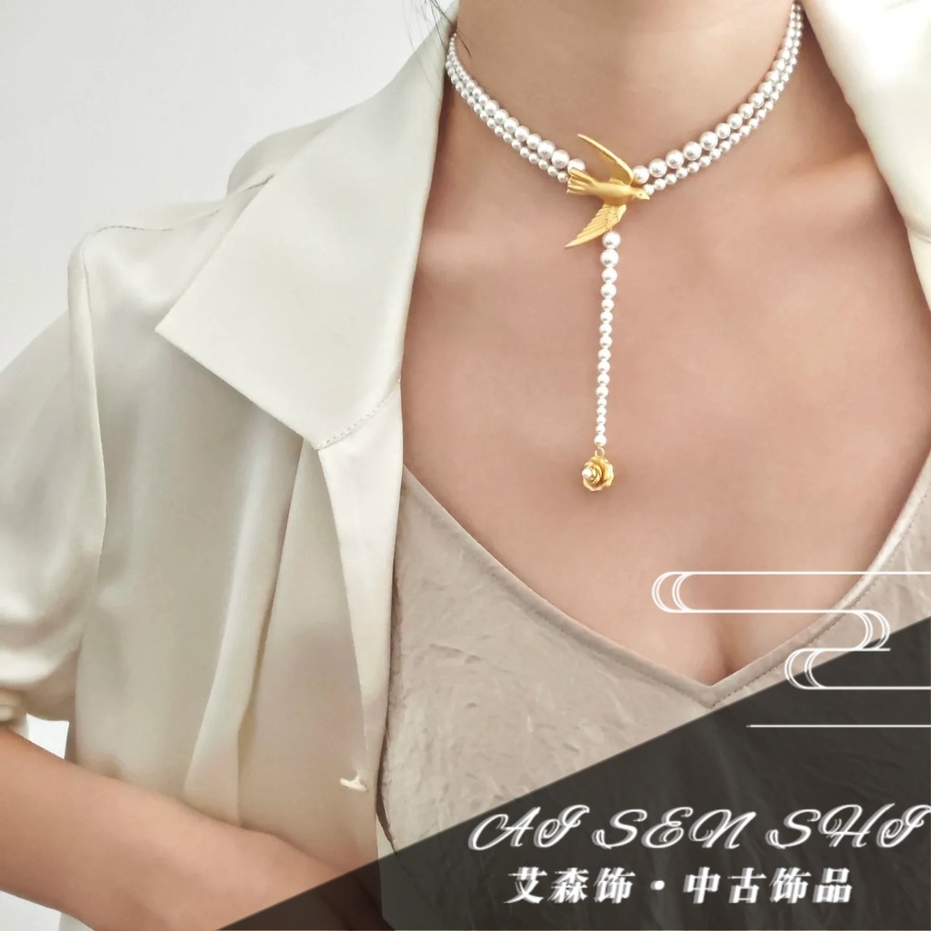 Vòng cổ mặt dây chuyền ngọc trai bồ câu hòa bình thời trang