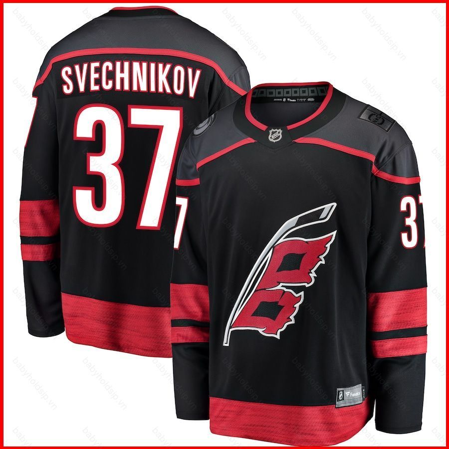 Áo thun dài tay Carolina Hurricanes jersey Andrei Svechnikov phiên bản người hâm mộ, kích cỡ plus