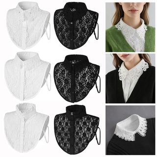 OAKANDME - Cổ ren giả có thể tháo rời, phụ kiện khăn quấn thời trang cho nữ và bé gái màu đen trắng
