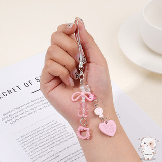 【Chamvn】Mặt dây chuyền điện thoại đính hạt thủ công hình bánh dâu tây thích hợp để treo túi xách. đa năng hình trái tim