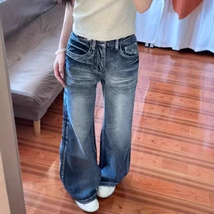 Quần Jean Retro Ống Rộng Cao Cấp, Thích Hợp Hàng Ngày