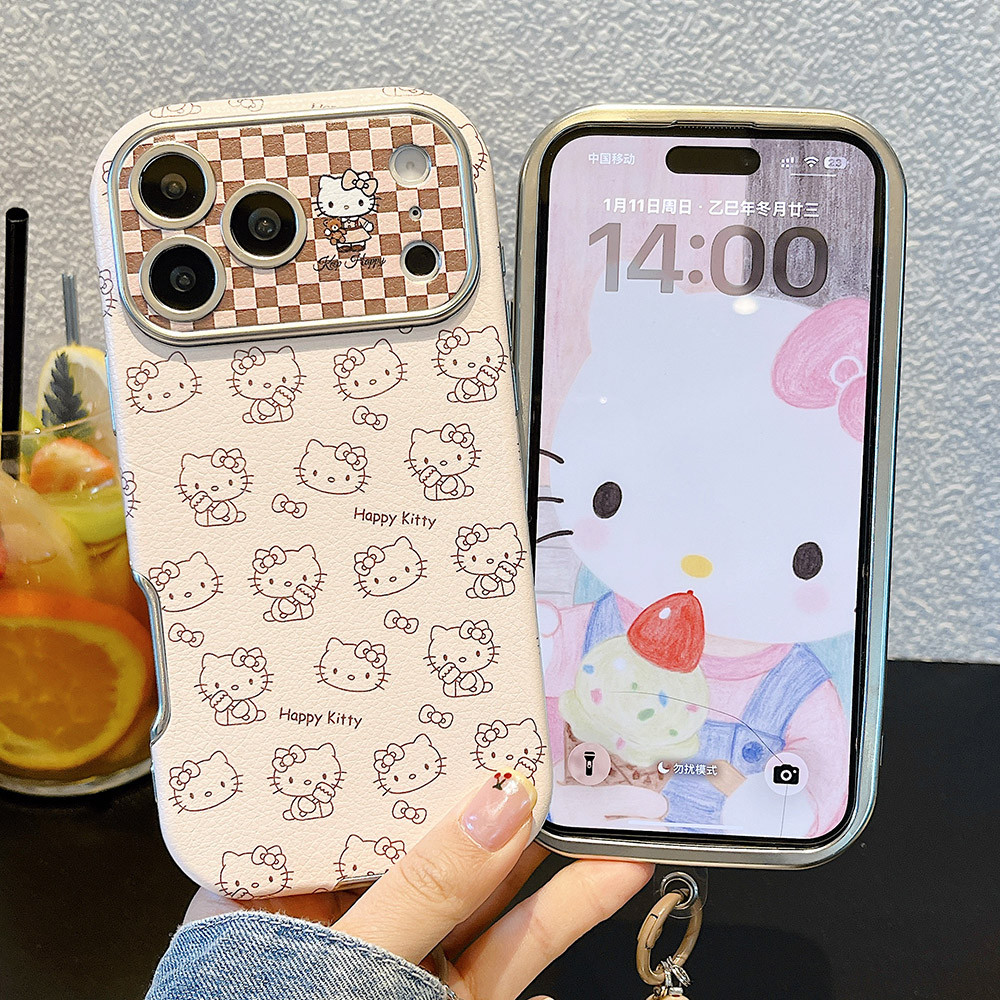 Line Cat Chain Vỏ Điện Thoại Da Windows Cho iPhone 17 Pro Max 16 15 14 13 Vỏ Bảo Vệ Chống Sốc