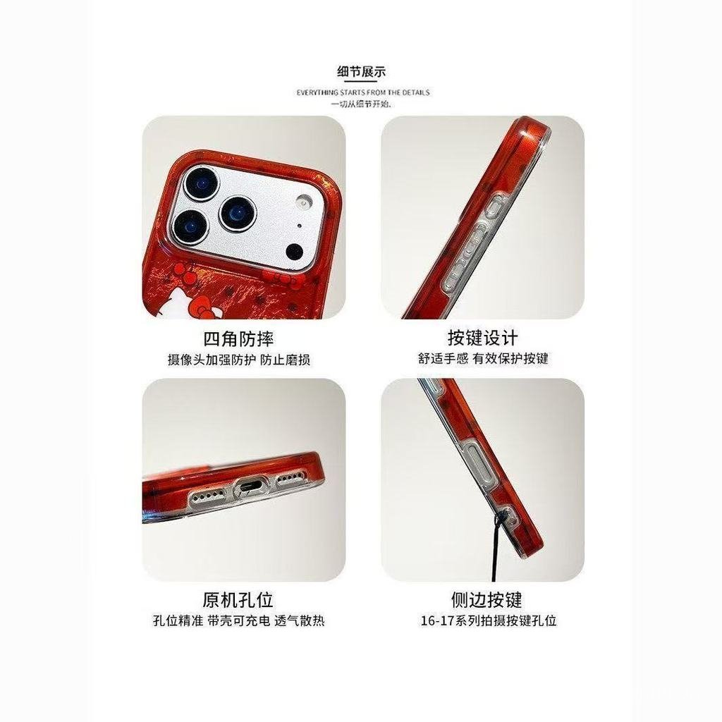 Ốp Điện Thoại Thích Hợp Cho iPhone 7 8 X XS XR XSMAX 11 12 13 14 15 16 17 Pro max Plus Air Dễ Thương Polka Dot kitty Cat Chain Vỏ Bảo Vệ Chống Sốc Bao Gồm Tất Cả QIZL