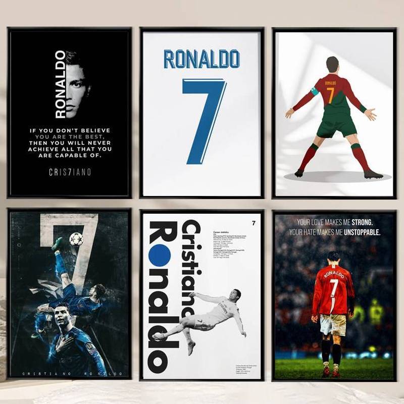Tranh vải trang trí Cristiano Ronaldo, Poster bóng đá, Nghệ thuật hiện đại, Trang trí cho quán bar và phòng khách