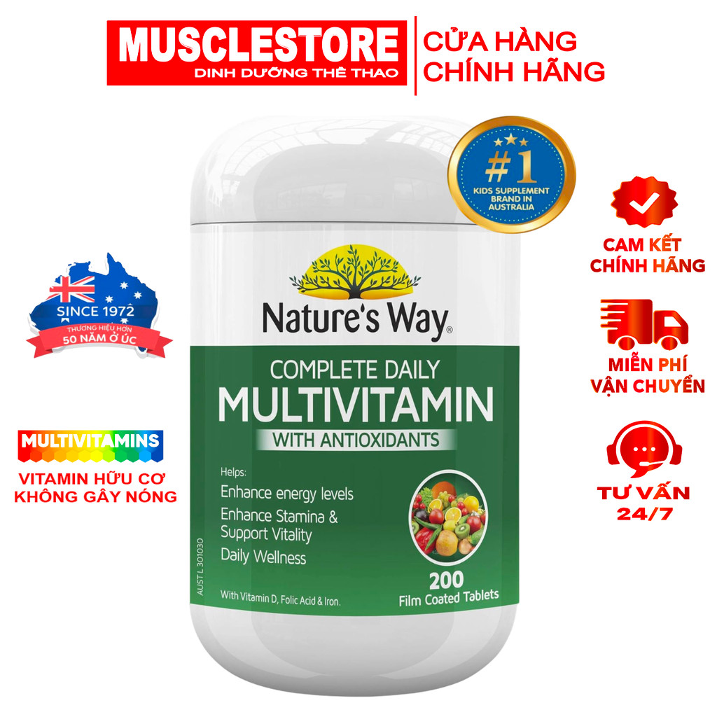 Vitamin Tổng Hợp Nature’s Way Complete Daily Multivitamin, Hữu Cơ Hỗ Trợ Tăng Cường Sức Đề Kháng