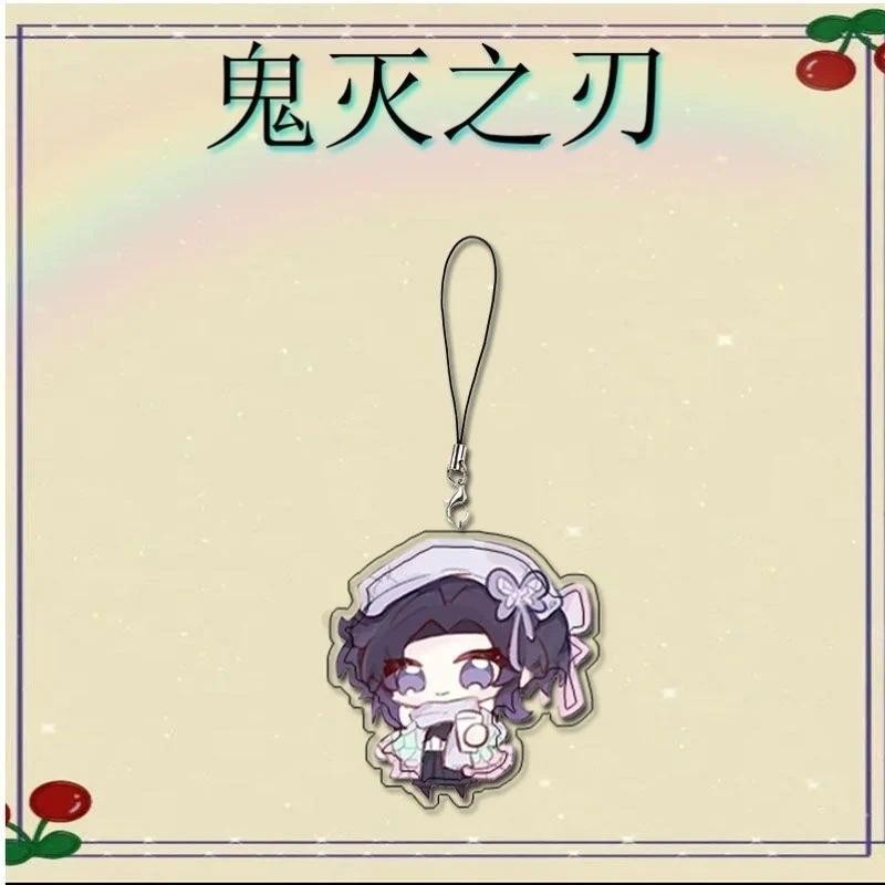 Demon Slayer Anime Kanroji Mitsuri Tokitou Muichirou Kamado Tanjirou Acrylic Mobile Phone Lanyard Chain Pendant Keychain