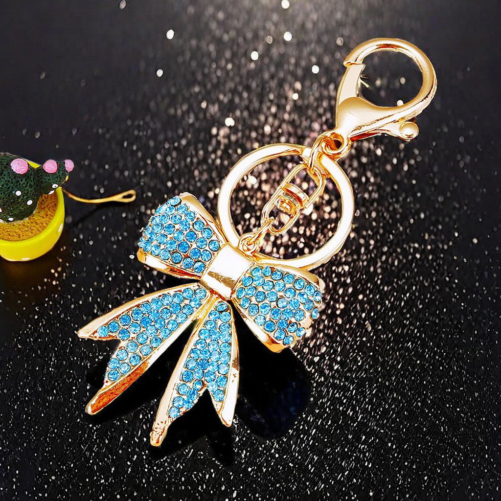 Trái Tim Trẻ Kim Cương Nơ Xe Móc Khóa Kim Loại Mặt Dây Chuyền Chìa Khóa Vòng Quà Tặng Kinh Doanh 26.1.23
