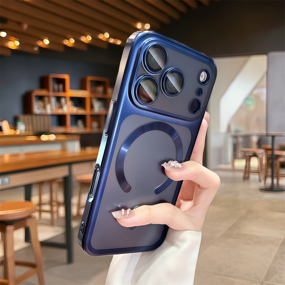 Ốp điện thoại PC mờ mạ điện cho iPhone 17 Pro Max 13 14 15 16 pro max Bảo vệ ống kính chống rơi Vỏ cứng bảo vệ điện thoại