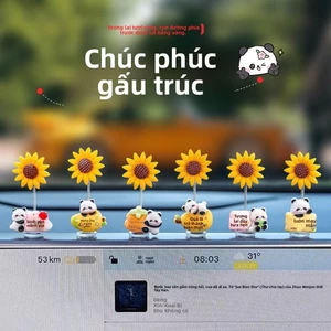 Phong Cách Mới Giết Kui Hướng Dương Trang Trí Xe Hơi Gấu Trúc Dễ Thương Lắc Đầu Ô Tô Điều Khiển Trung Tâm Gương Chiếu Hậu Trang Trí GDVO
