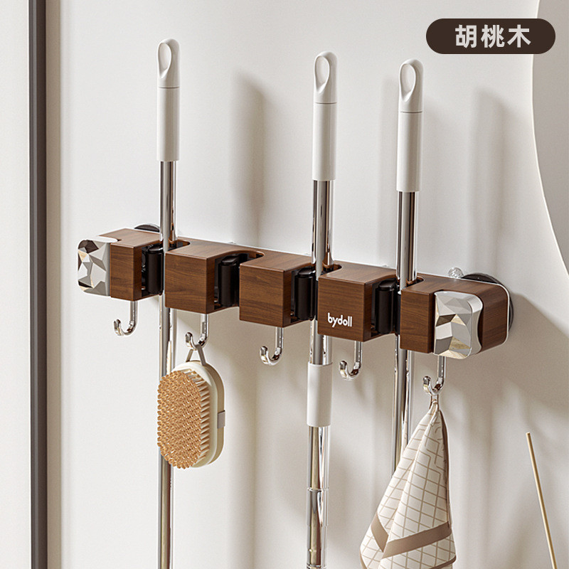 Cốc Hút Hạt Gỗ Cây Lau Nhà Kẹp Móc Treo Cây Lau Nhà Treo Tường Không Đục Lỗ Giá Để Đồ Nhà Vệ Sinh Nhựa Giá Để Đồ 26.1.26 AT6P