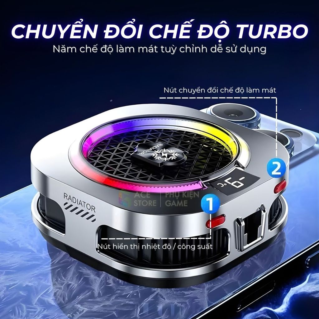 [Siêu Sale] Quạt tản nhiệt điện thoại sò lạnh TH16 Pro - Tản nhiệt từ tính tích hợp AI, Led RGB Không tụt FPS khi gaming | BigBuy360 - bigbuy360.vn