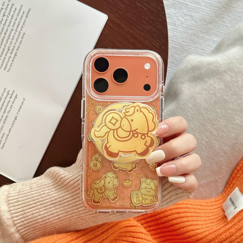 Ốp lưng cứng trong suốt Tương thích với iPhone 13 14 14Pro 14ProMax 15 15Pro 15ProMax 16 16Pro 16ProMax 17 17Pro 17ProMax Yuanbao Xiaoma Pattern Magnet Case