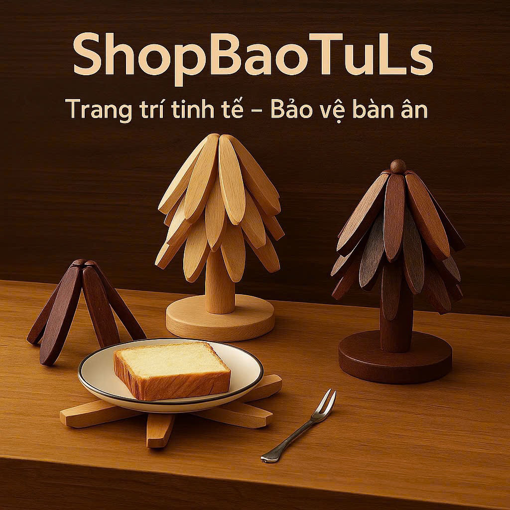 Bộ 5 Miếng Lót Bát Đĩa Cốc Chén Nồi Bằng Gỗ Chịu Nhiệt Tốt