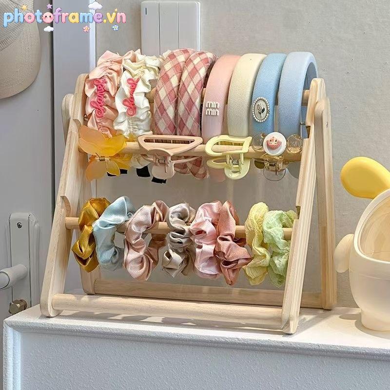 Khung Ảnh Bằng Gỗ Lưu Trữ Ra Hiển Thị Đứng 2 Lớp Sử Dụng Nhà Phụ Kiện Tóc Trang Sức Mũ Triển Lãm Ra Trang Sức Lưu Trữ VN