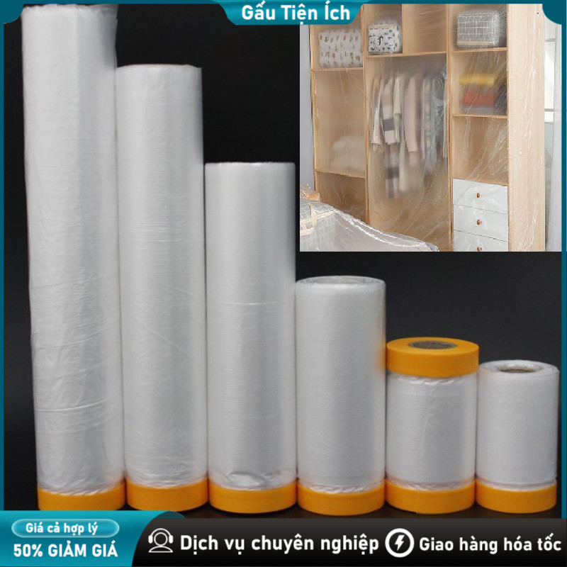 Tấm nilon bảo vệ nội thất chống bụi bẩn khi sơn tường Màng (bọc) Nilon， Có keo dán，Che bụi，Bọc hàng / Che đồ