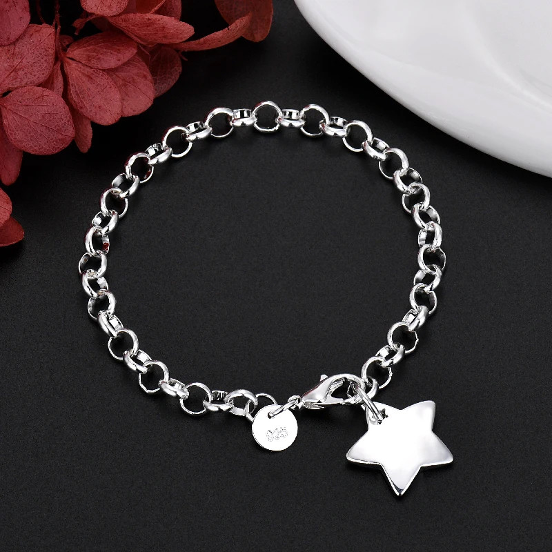 Vòng tay charm ngôi sao bạc 925 sang trọng, phù hợp dự tiệc cưới