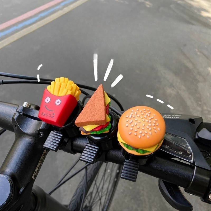 Chuông xe đạp trẻ em kích thước lớn, thiết kế hoạt hình Hamburger nổi bật, phù hợp trang trí xe đạp trẻ em