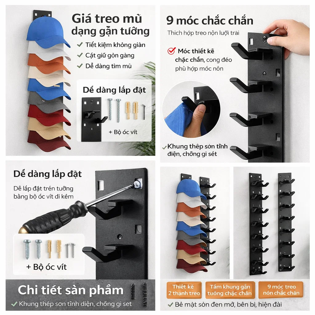 ⚡COD⚡Kệ để mũ bóng chày / Kệ lưu trữ đa năng / Kệ lưu trữ gia đình / Kệ để mũ bóng chày/Kệ trưng bày mũ bóng chày/tủ quần áo trong trung tâm mua sắm/kệ sắt để đồ đa năng