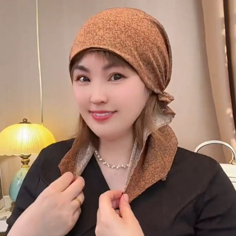 Mũ thời trang nữ với ruy băng mỏng, phong cách không vành Baotou, phù hợp làm khăn trùm đầu